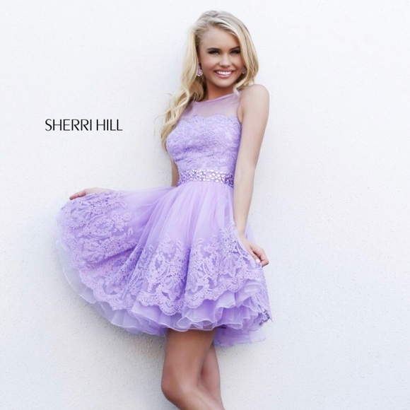 Purple Knee Length Dress Sherri Hill